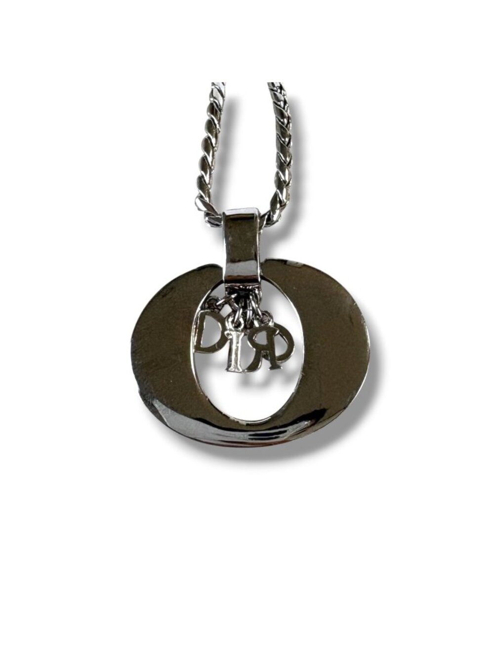 Dior Logo Necklace Silver Vintage - Picture 1 of 9